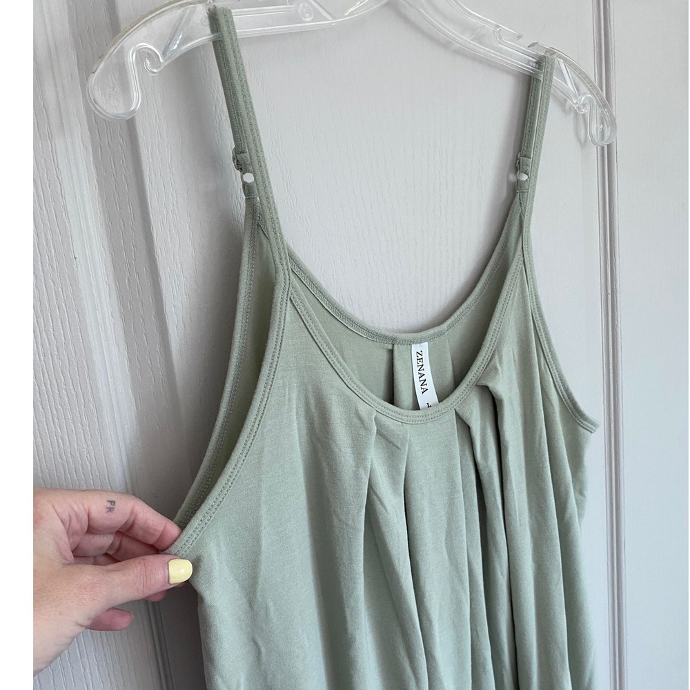 Zenana Womens Light Sage Green Pleated Scoop Neck Cami Tank Top RT-1867AB Large - Picture 9 of 11